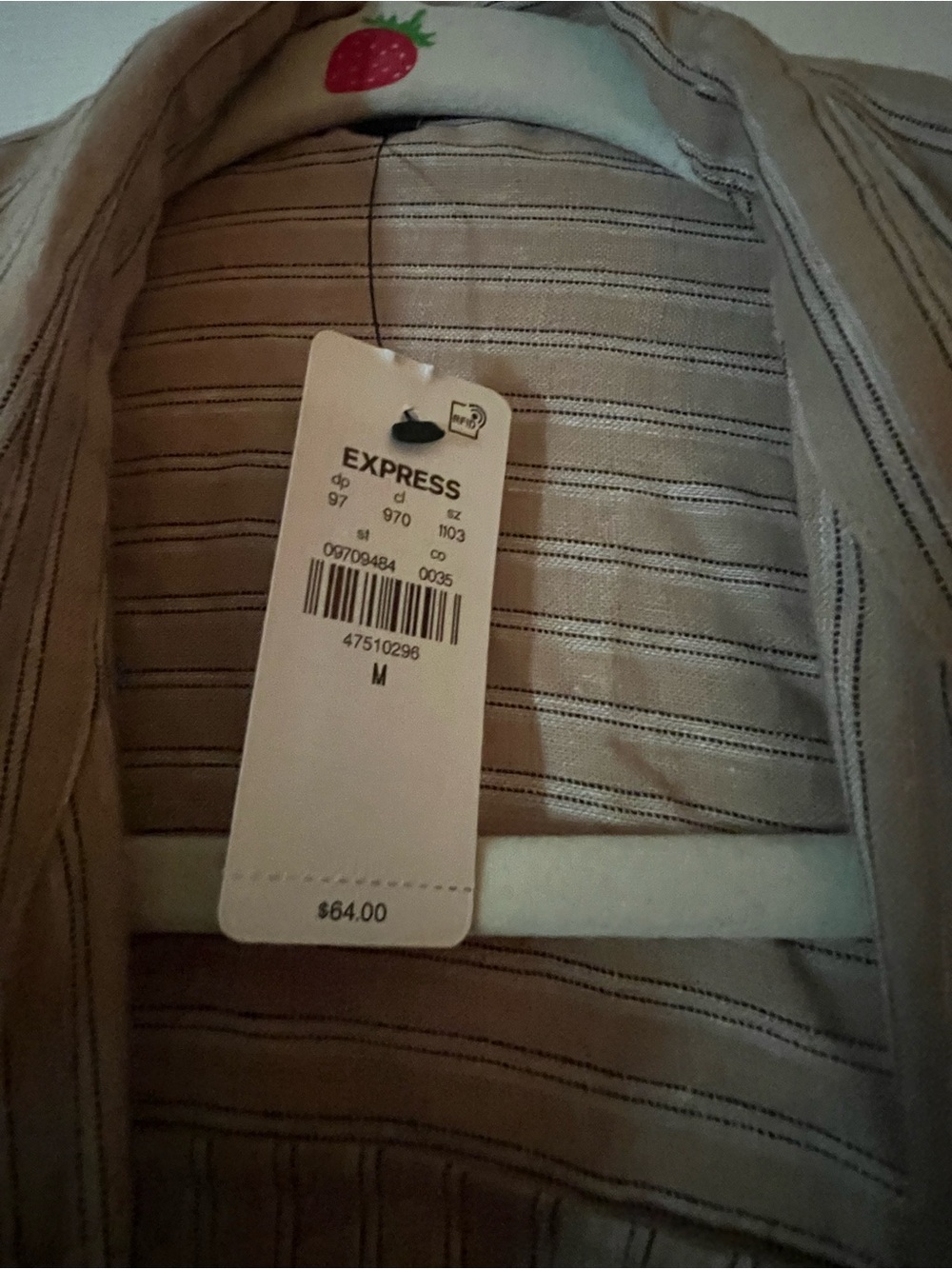 Express Women's Light Tan Striped shirt